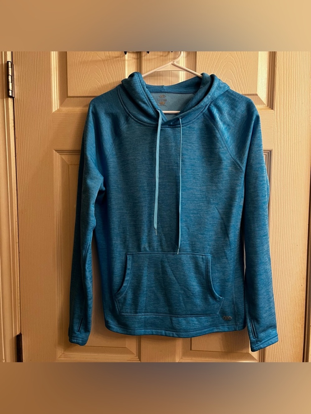 LEGEND BLUE ~ MARLED AQUA BLUE PULLOVER HOODIE ~ M